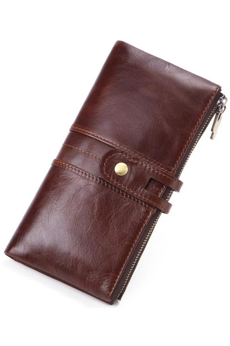 Wallet  genuine leather clutch purse card holder money bag zipper hasp phone wallet