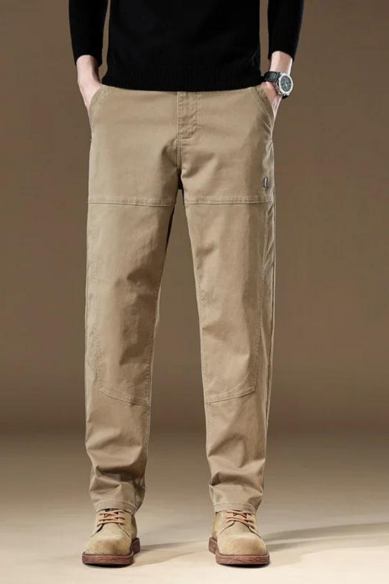 Autumn Winter Men Mid Rise Straight Leg Casual Pants Classic Loose Breathable Pants