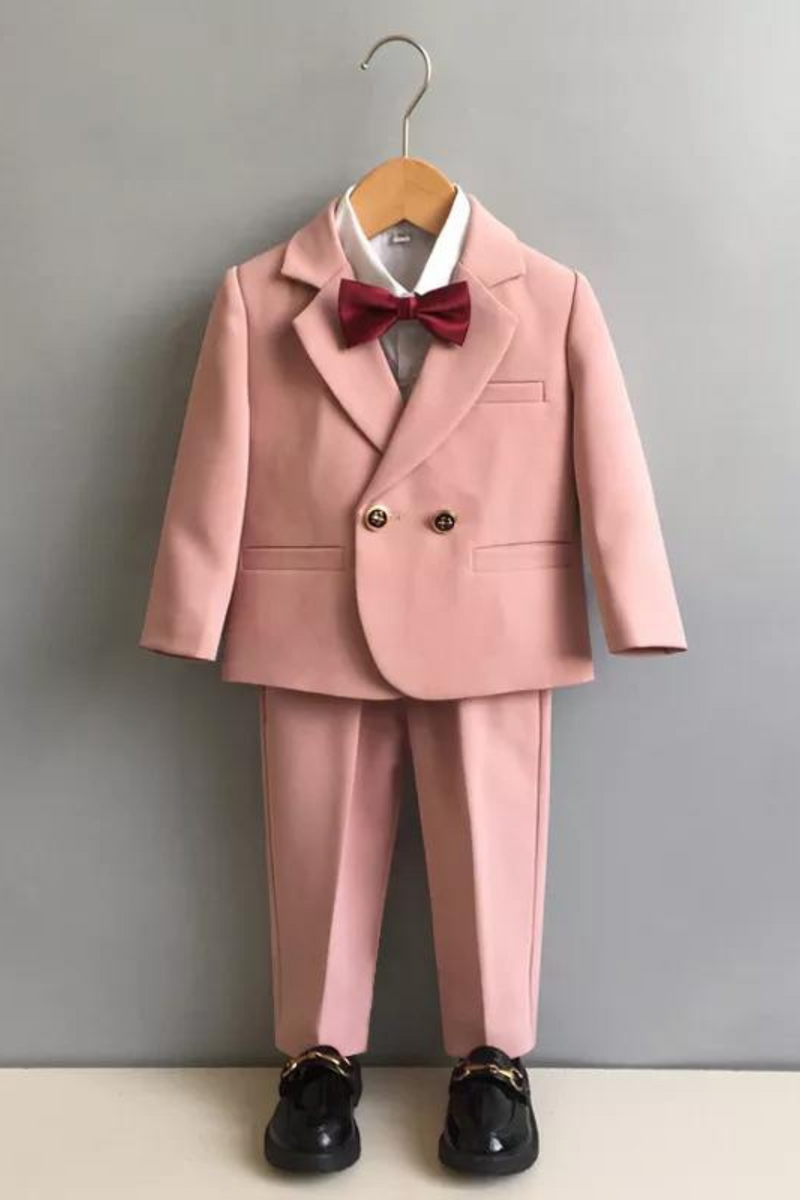 Boys Spring And Autumn Formal Suit Set Children Wedding Birthday Party Costume  British Kids Blazer Shirts Pants Clothes Set