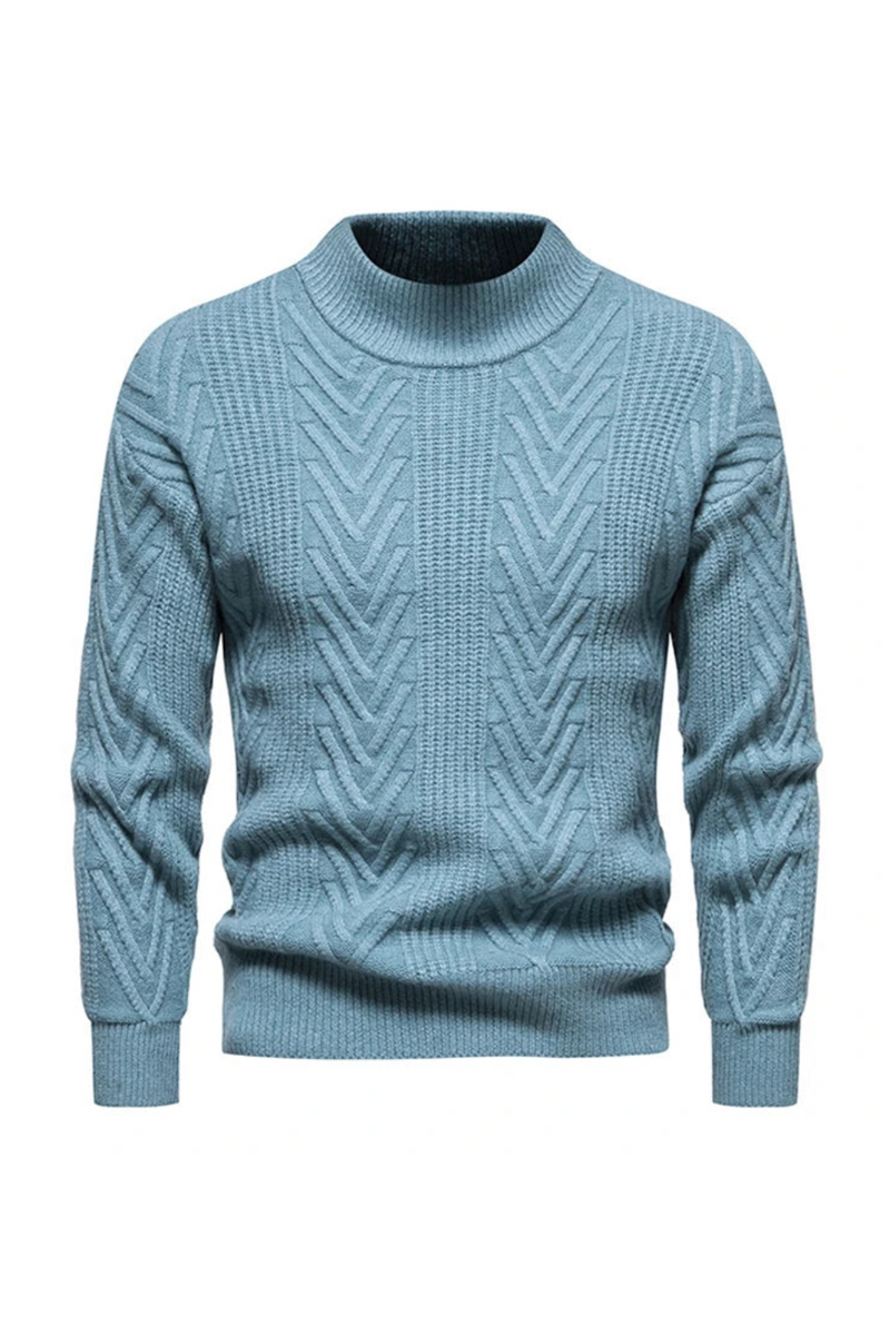 Mens Winter Sweater Lake Blue Knitted Soft Warm Pullovers for Men Autumn Casual Sweater