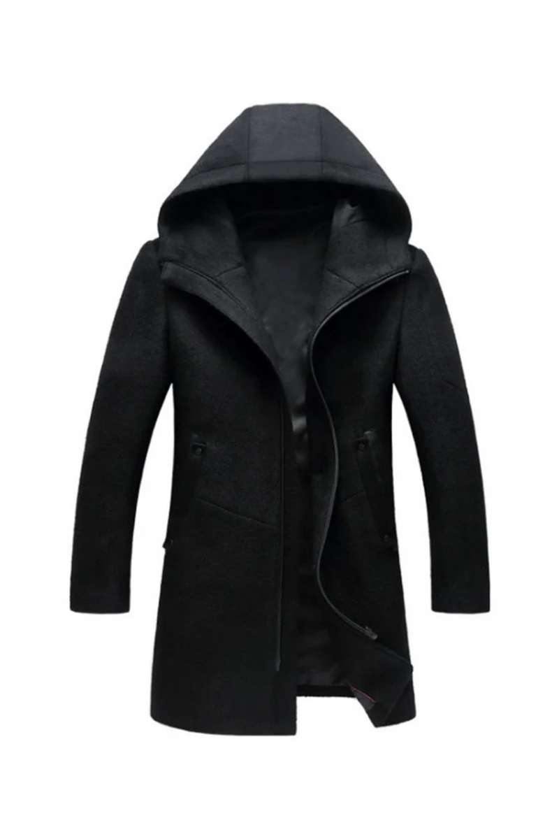 Winter men's wool coat Long trench coat Clothing Top hooded woolen coat men