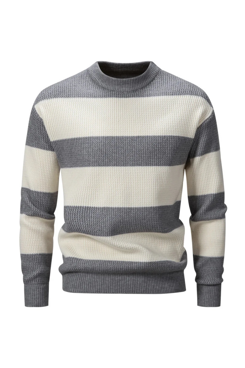 Men Thick Stripe Pullover Sweaters Quality Winter Warm Round Neck Sweaters