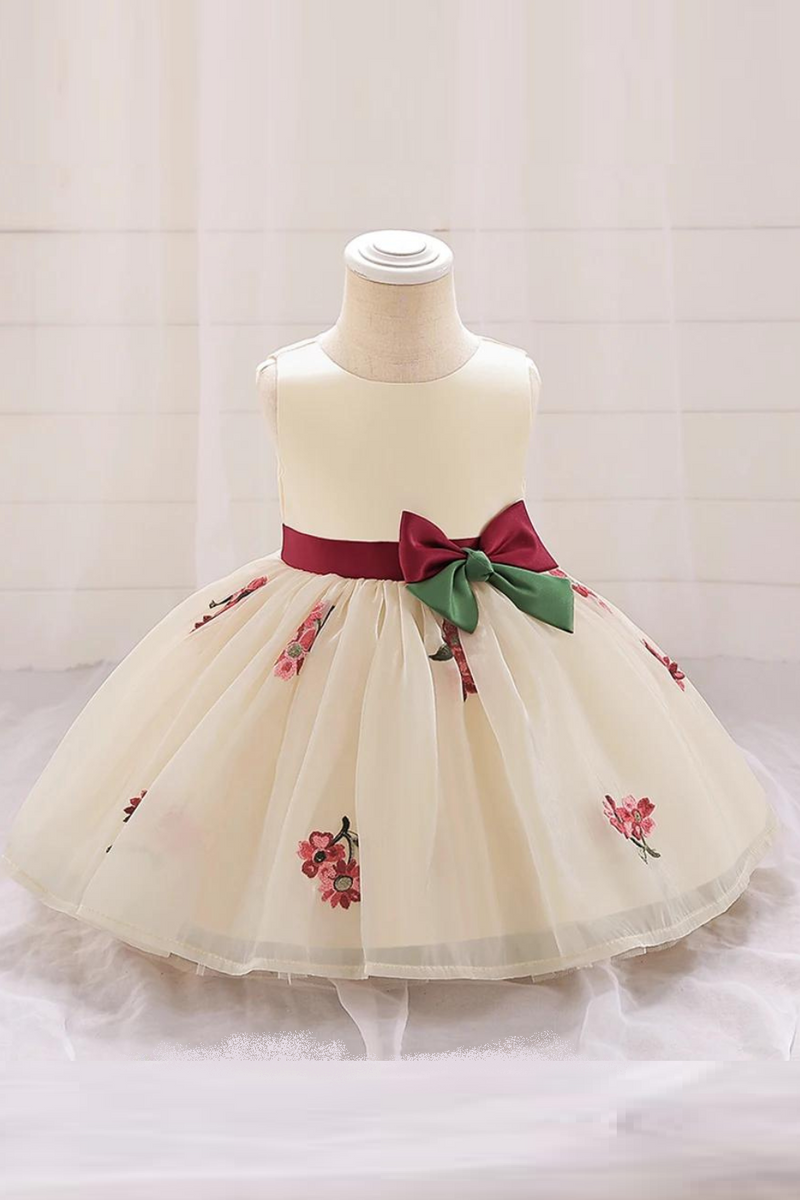 Baby Dresses For Kid Girls Princess Flower Embroidery Wedding Party Clothes Toddler Tulle Birthday Baptism Costumes