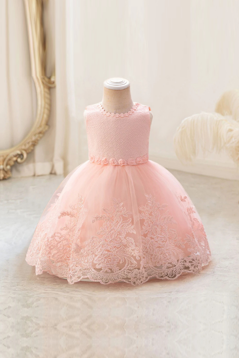 Floral Birthday Dress For Baby Girl Clothes Peach Princess Dress Baptism Girls Dresses