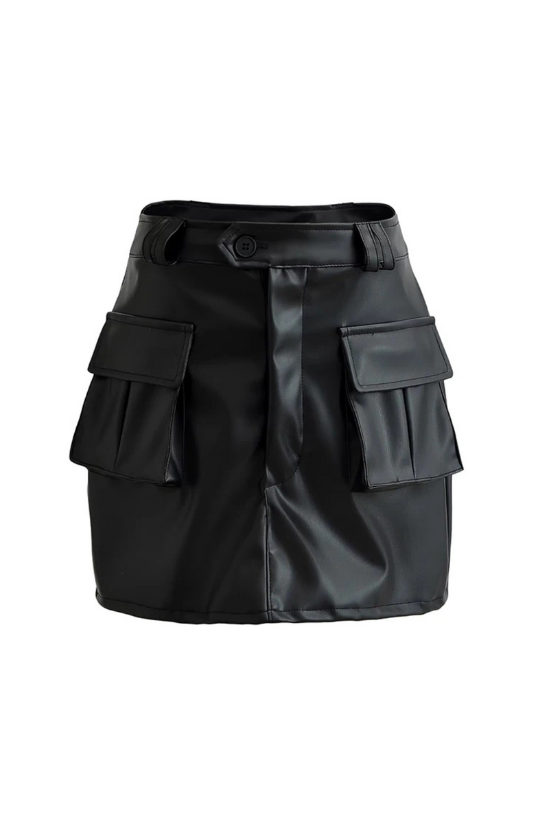 Women American Retro Black Slim Mini Skirt Sexy Low Waist Pockets Pencil Skirts