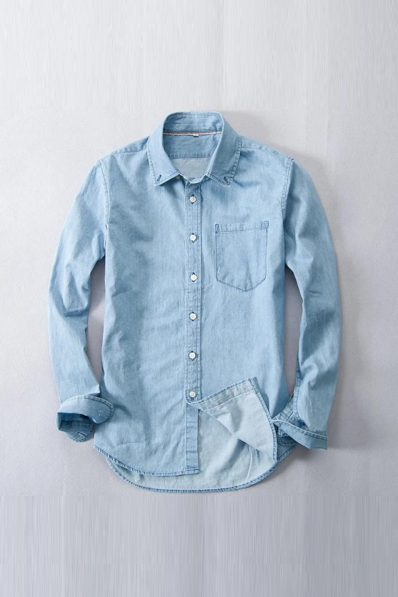 Men  Shirts Slim Denim Casual Shirt Spring Business Dress Shirt