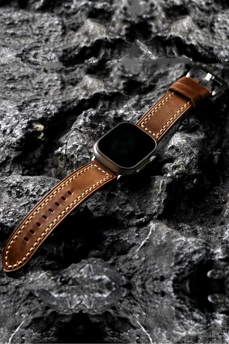 Handmade Leather Watchband For Apple Watch Ultra2 49MM 45MM 44MM 42MM Soft Bracelet Men Strap