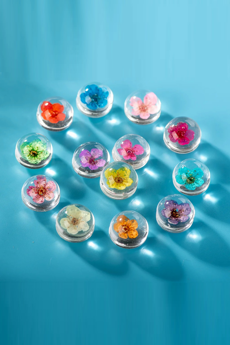 15mm-16mm 5pcs No-Hook Glass Ball And Flowers For DIY Earrings Bracelet Choker Necklace Jewelry Making Beads