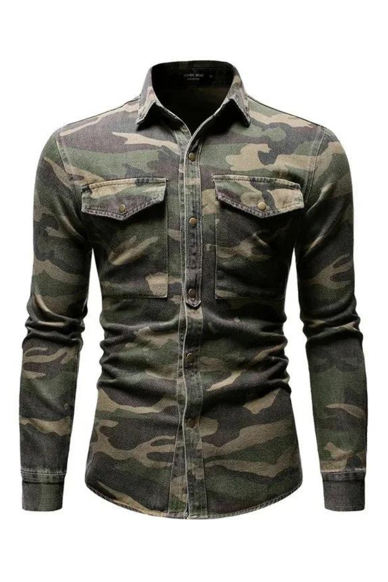 Military Green Camouflage Denim Shirt Outdoor Climbing Jacket