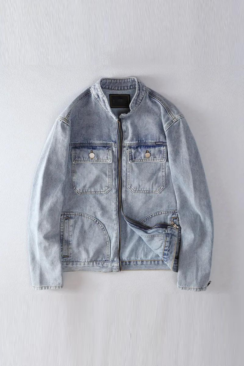 Men Motorcycle Denim Jacket Biker Coat Spring Autumn Streetwear Men Casual Outerwear