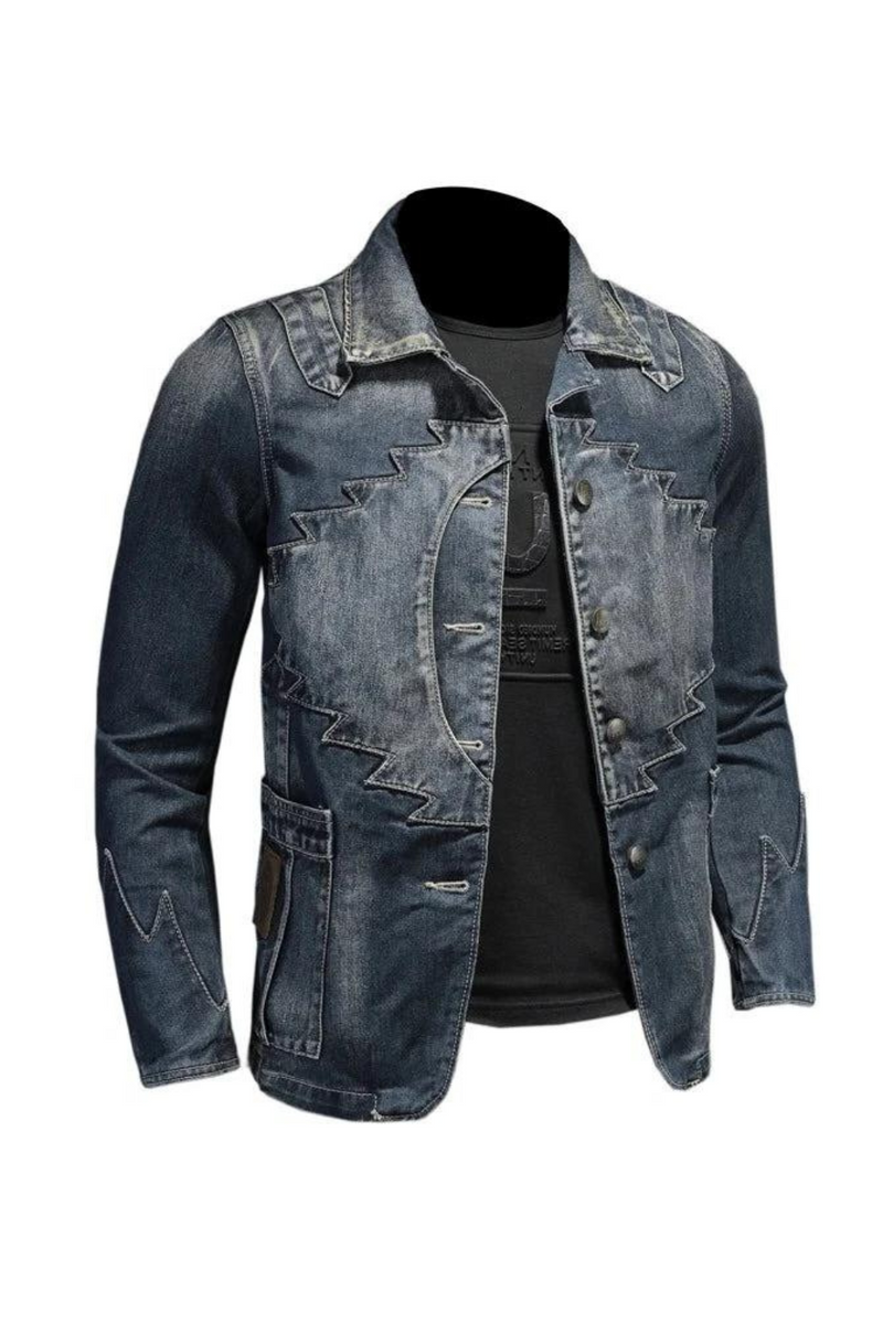 Men Denim Jackets National Patchwork Slim fit Jean Coat Autumn Cotton Jackets for Male