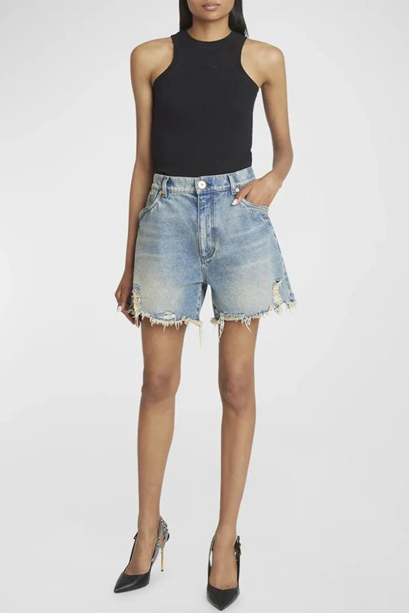 Spring and summer loophole short cotton Denim shorts casual