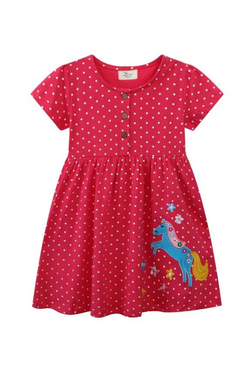 Girls Dresses Short Sleeve Dots Party Children's Clothes Toddler Frocks Costume