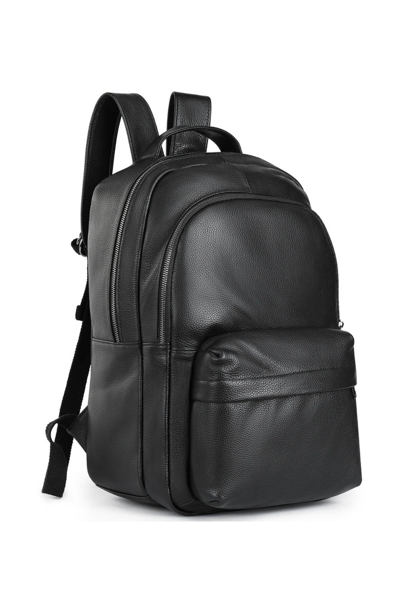 Men Genuine Leather Backpack Classic Big Capacity Women Leather Rucksack 15.6 Inch