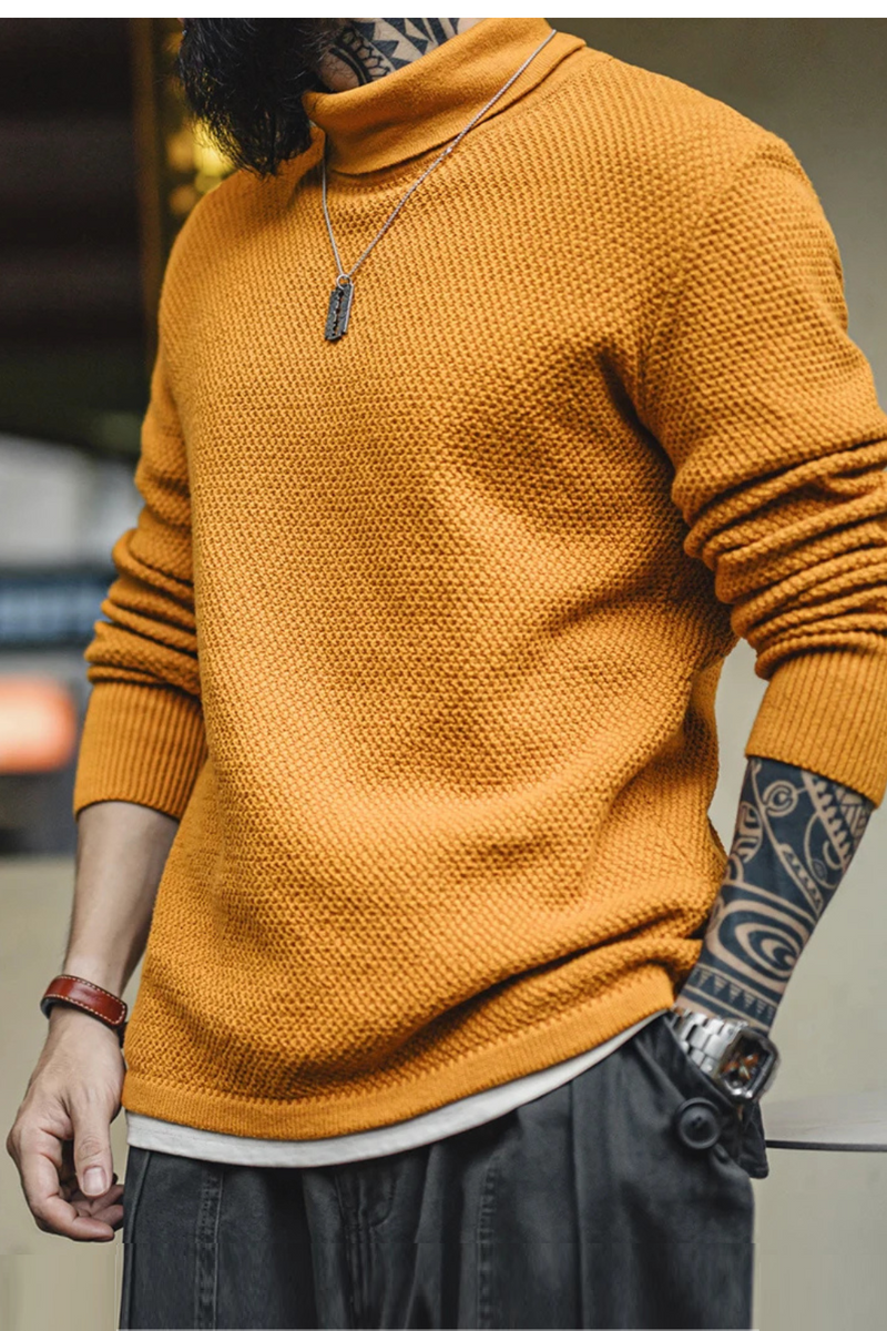 Turtleneck Knitted Sweater Base Layer Pullover Warm Inner Wear for Men's Autumn and Winter Tops