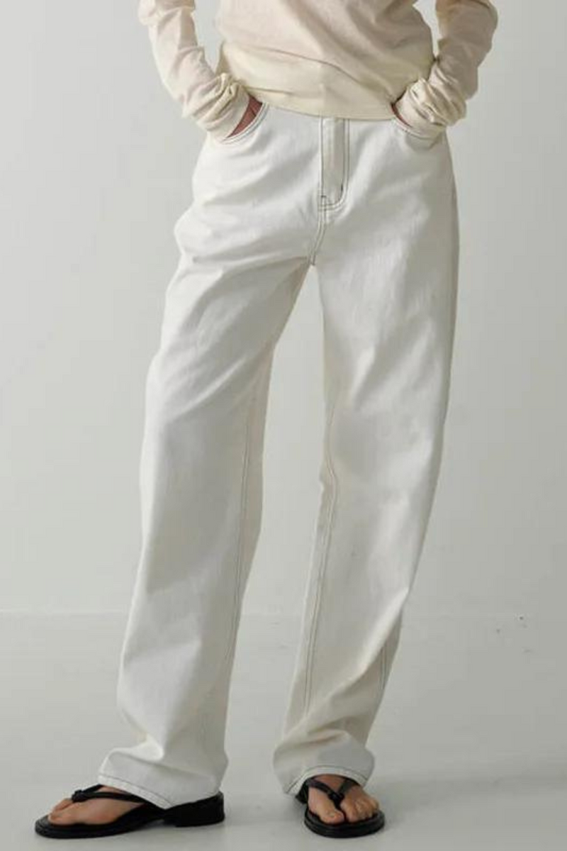 White Jeans Women High Waist Straight Leg Wide Leg Pants Trousers