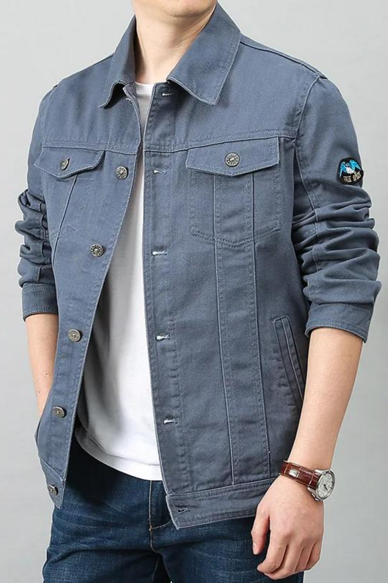 Men Spring Autumn Top Casual Cotton Denim Jacket Trend Lapel Jacket  Bomber Tactical Jackets