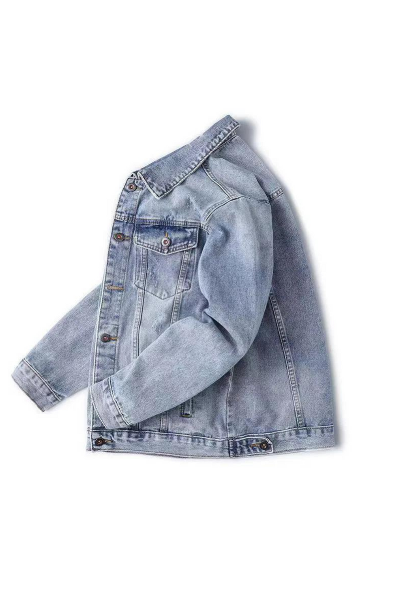 Men Autumn Jeans Jacket Loose Tooling Casual Denim Jacket