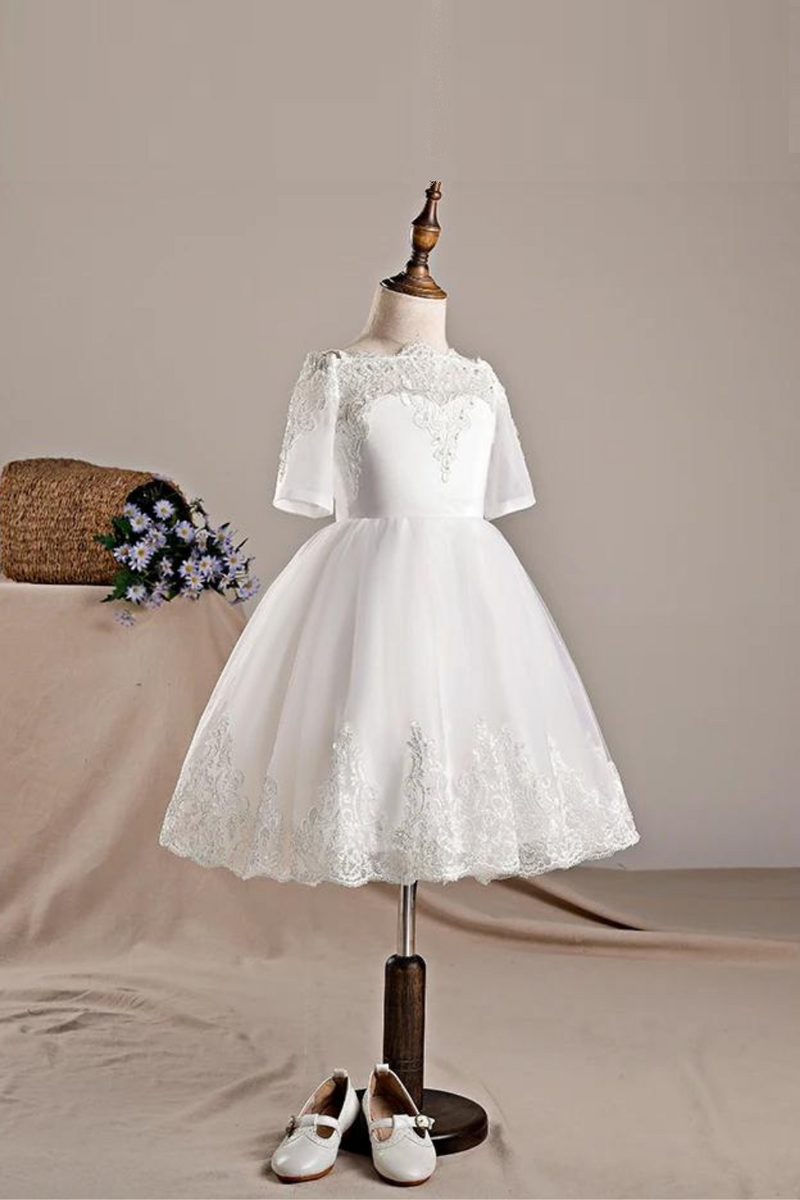 Princess Girls Dress For Wedding Party Short Lace Appliques Bridesmaid Dress