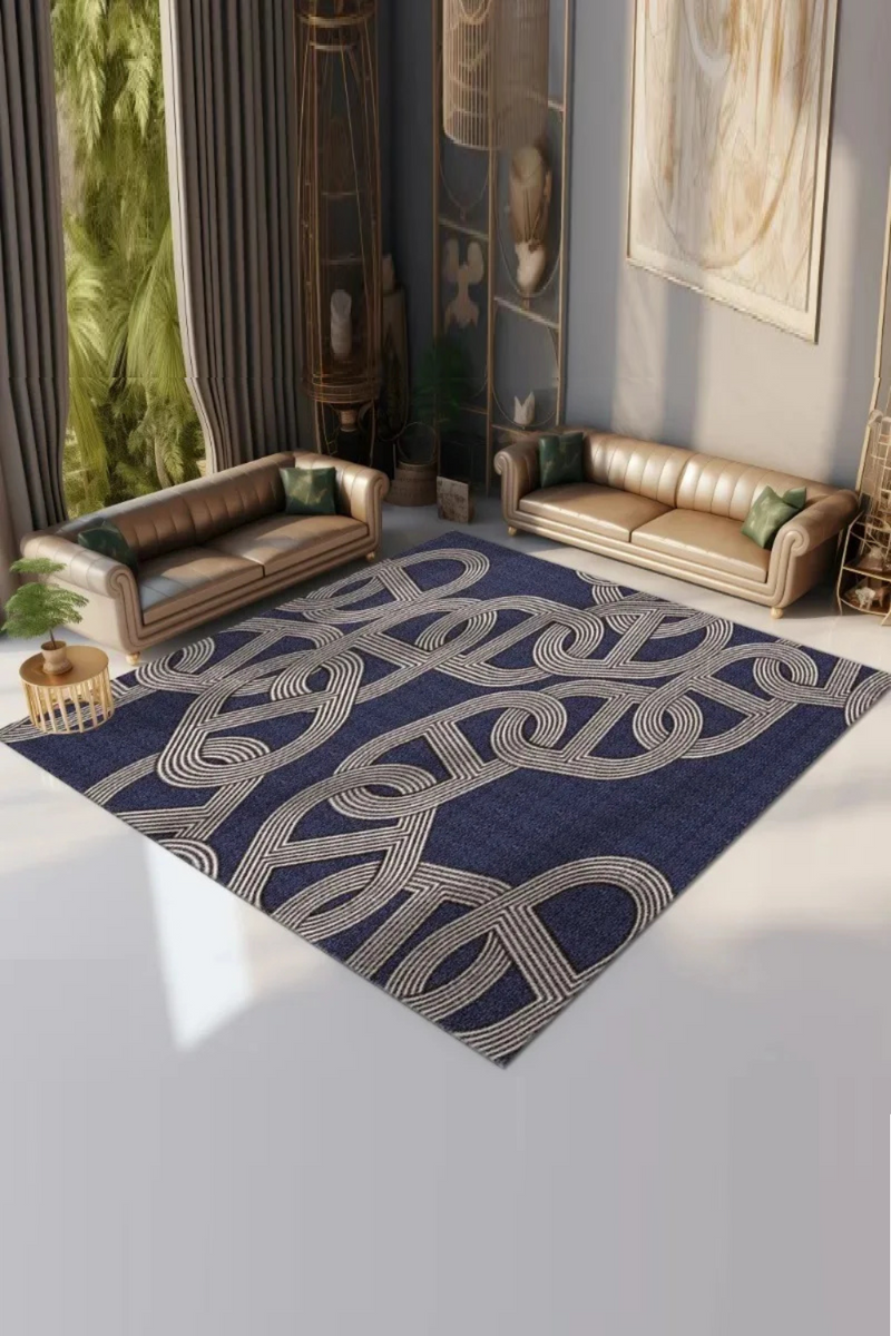 Advanced Interlocking Chain Decorate Living Room Carpet Soft Mat Coffee Table Plush Rug