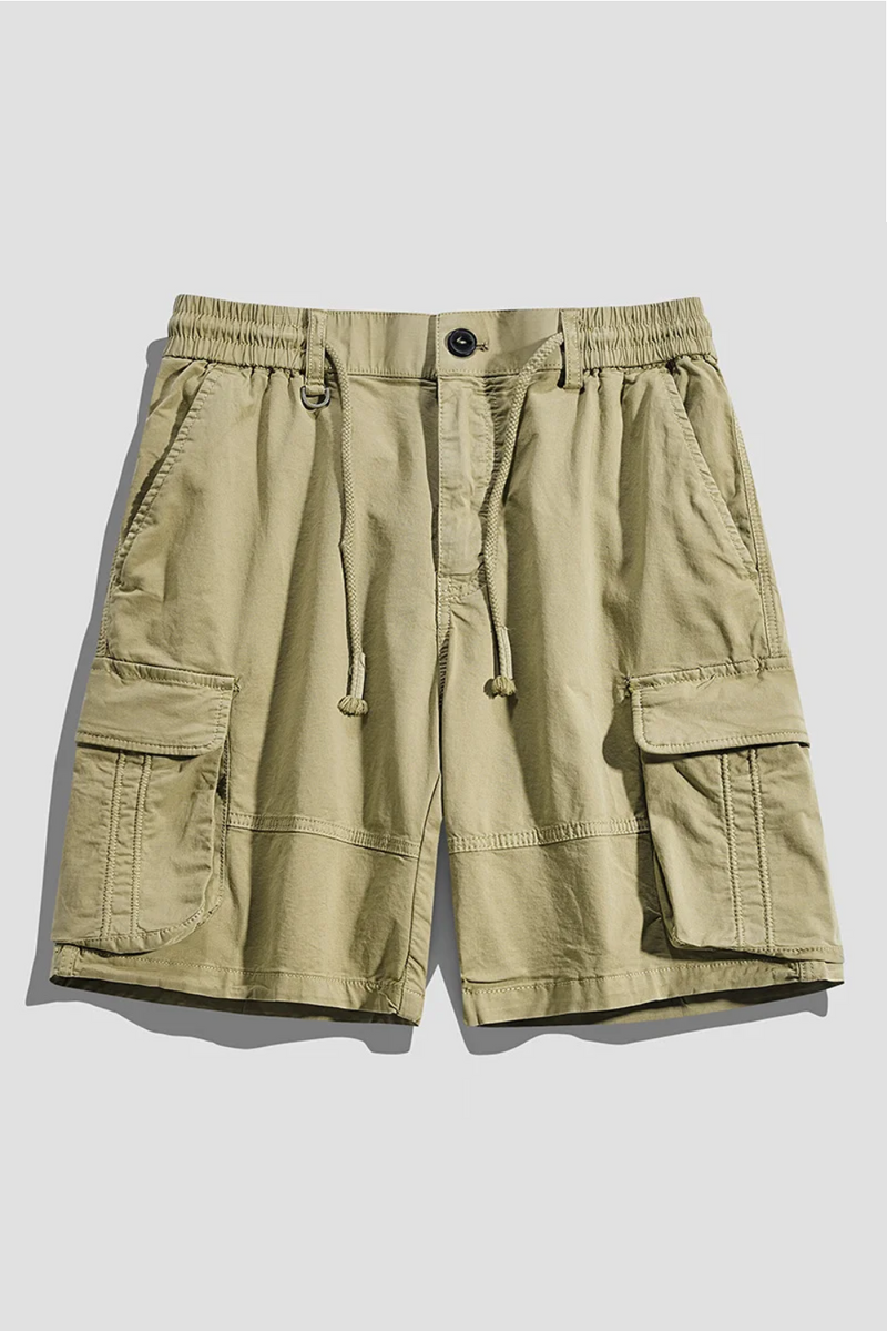 Summer Men Loose Cotton Shorts Knee Length Work Overall Military Cargo Trousers