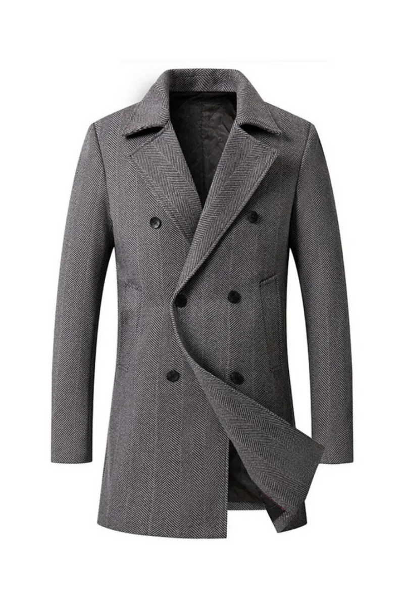 Men's Double Breasted Wool Coat Trench Men Casual Woolen Jacket Male Warm Windbreak Overcoat