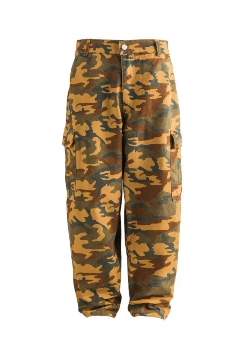 Men Camouflage Cargo Pants Autumn Winter Contrast Pocket Design Male Trousers