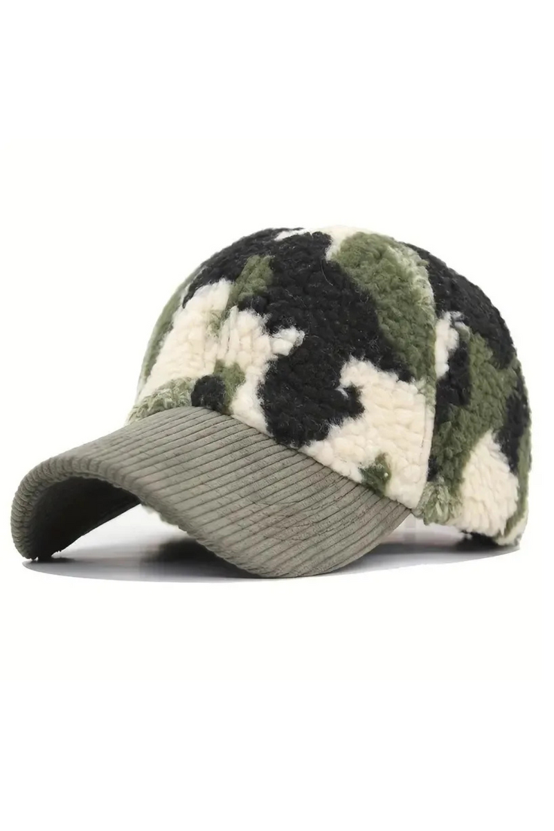 Corduroy Camouflage Feather Baseball Cap With Trendy Pattern For Outdoor