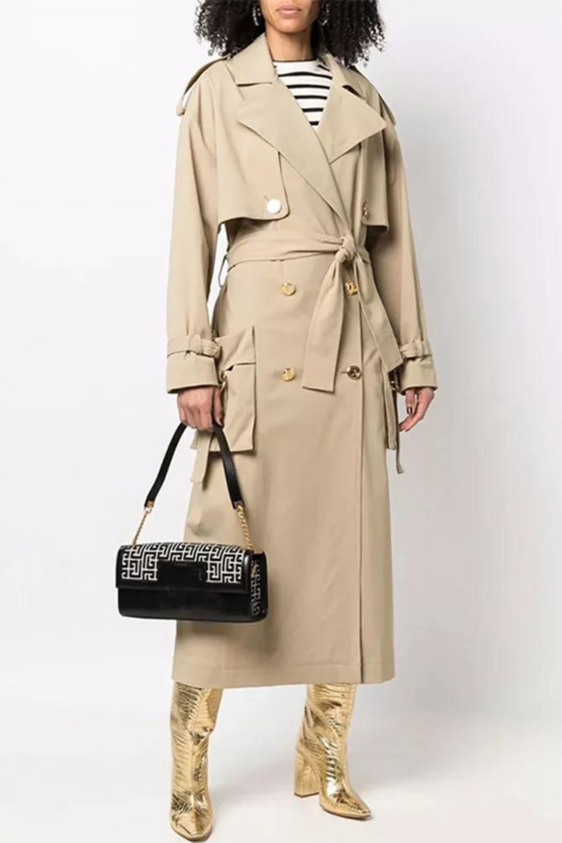 Winter Designer Women's Elegant Double Breasted Belted Trench OverCoat