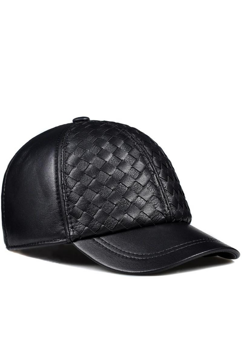 Spring Genuine Leather Hats Men Weave Casual Baseball Caps Streetwear Adjustable