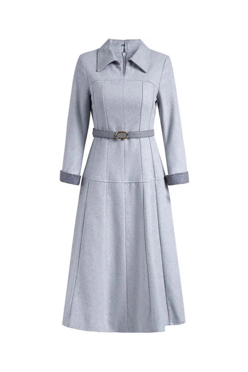 Autumn Winter Women dress Collar Nine quarter sleeves Lace up Commuting Elegance Dresses