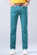 Autumn Men's Bright Stretch Fit Jeans Trendy Denim Straight leg Trousers