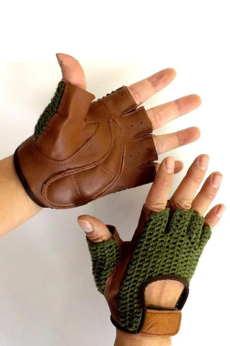 Semi-Finger Gloves Male Leather Knitted Fingerless Half Fingers Breathable Female Gloves Unisex