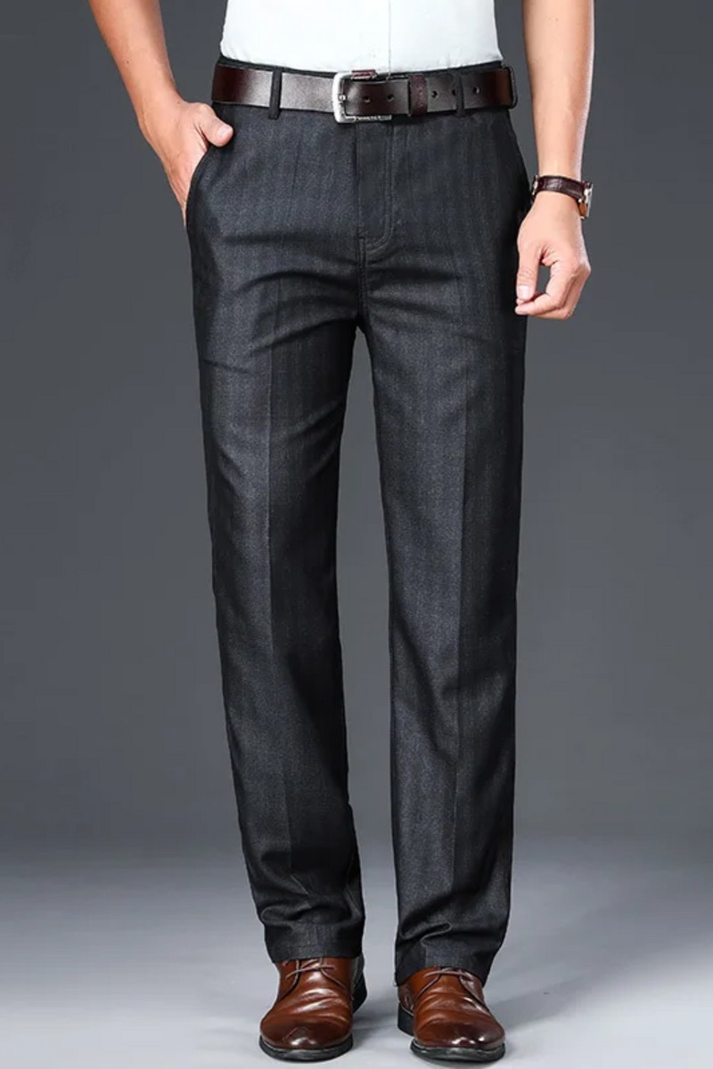 Men Pants Business Casual Pleated Trousers Straight Stretch Wrinkle Free Trousers Male Clothes