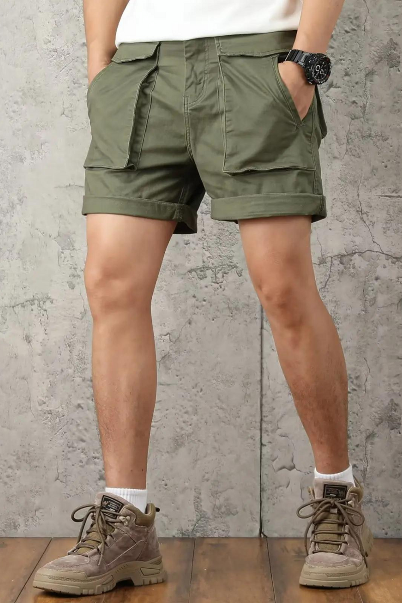 Men Casual Cargo Shorts Short Pants Loose Male Outdoor Shorts Solid  Summer