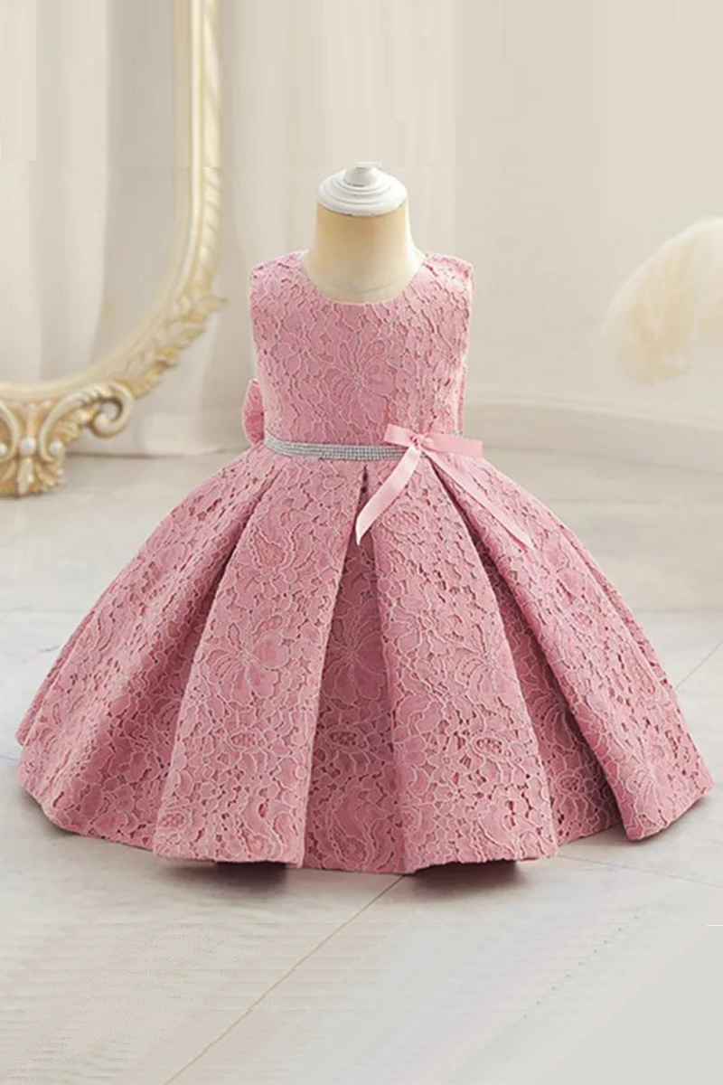 Girls Wedding Party Dress Flower Girl Princess Lace Bow Banquet Wedding Party Prom Dress Pageant Ball Gown