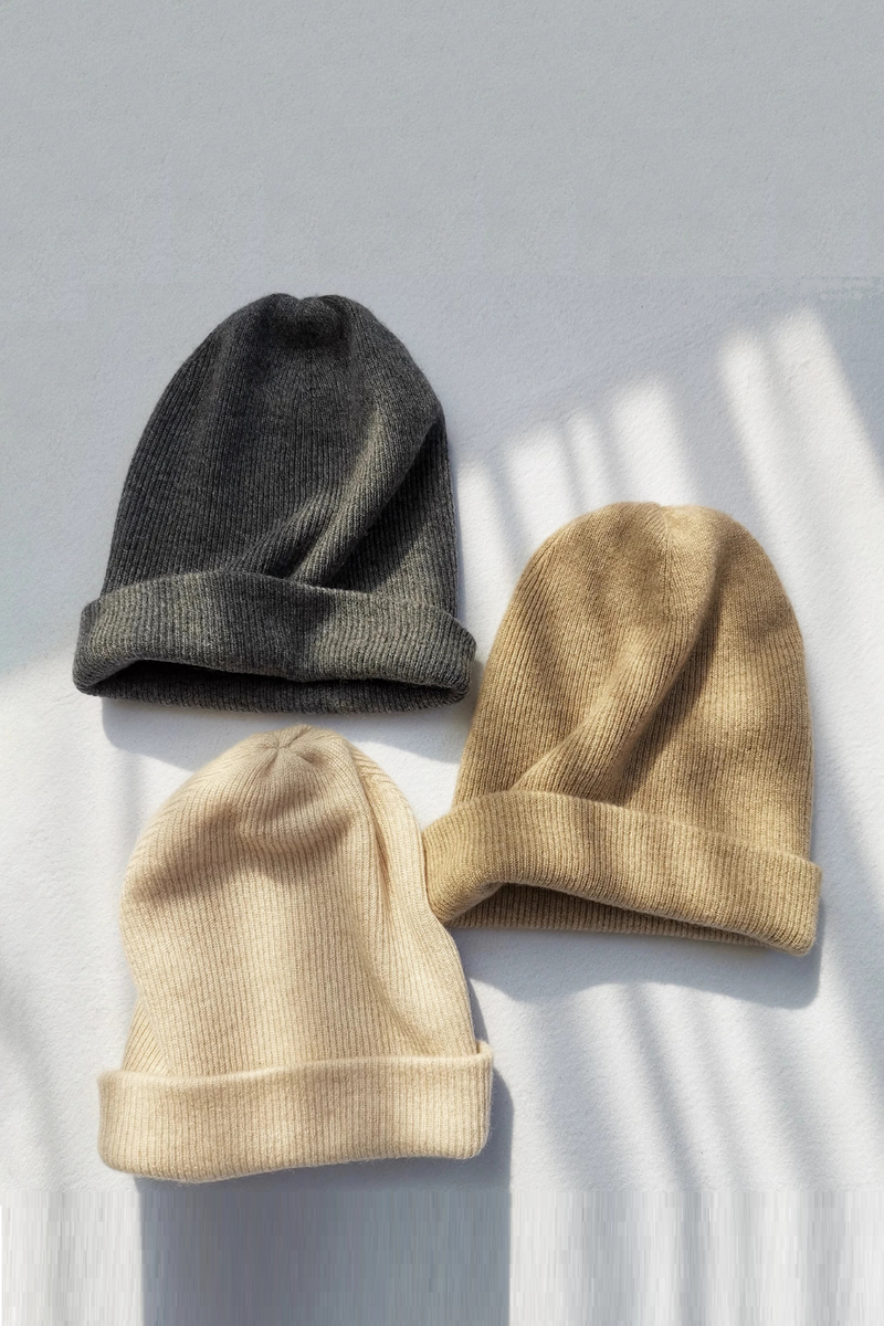 Cashmere knitted hat  Autumn Winter casual  seamless double-layer thickened  pure cashmere hat