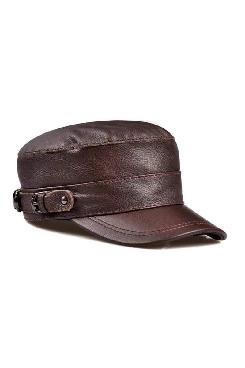 Winter Men Genuine Leather European/American Streetwear Baseball cap Fitted