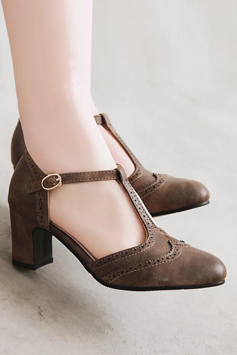 Women's Shoes Splice Pointed Toe Buckle Ladies High Pumps