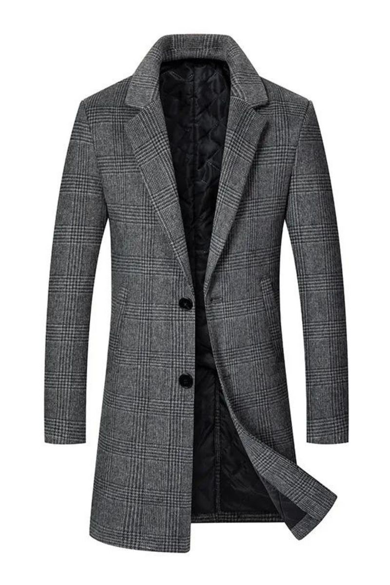 Men Trench Coat Wool Blend Top Winter Long Single Breasted Classic Stylish Jacket for Male
