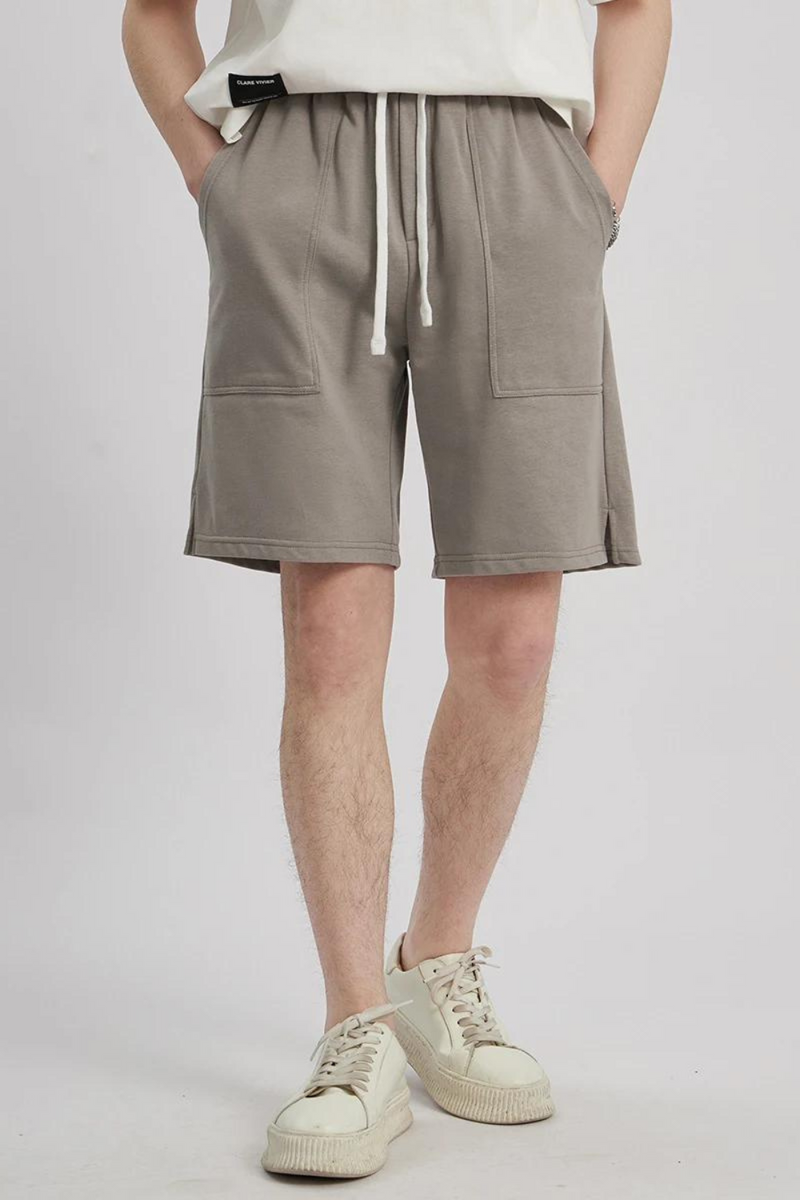 Basic Cargo Shorts Men Summer Style Elastic Waist Solid Simple Casual Half Length Pants