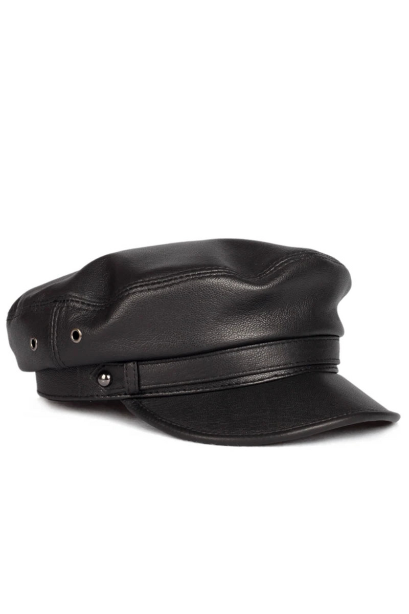 Leather hat  Students Navy Caps Flat