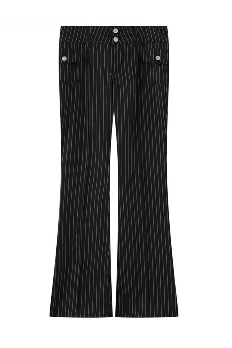 Vintage Women Striped Flared Pants Autumn Ladies Trousers Elegant Women Chic Long Pant