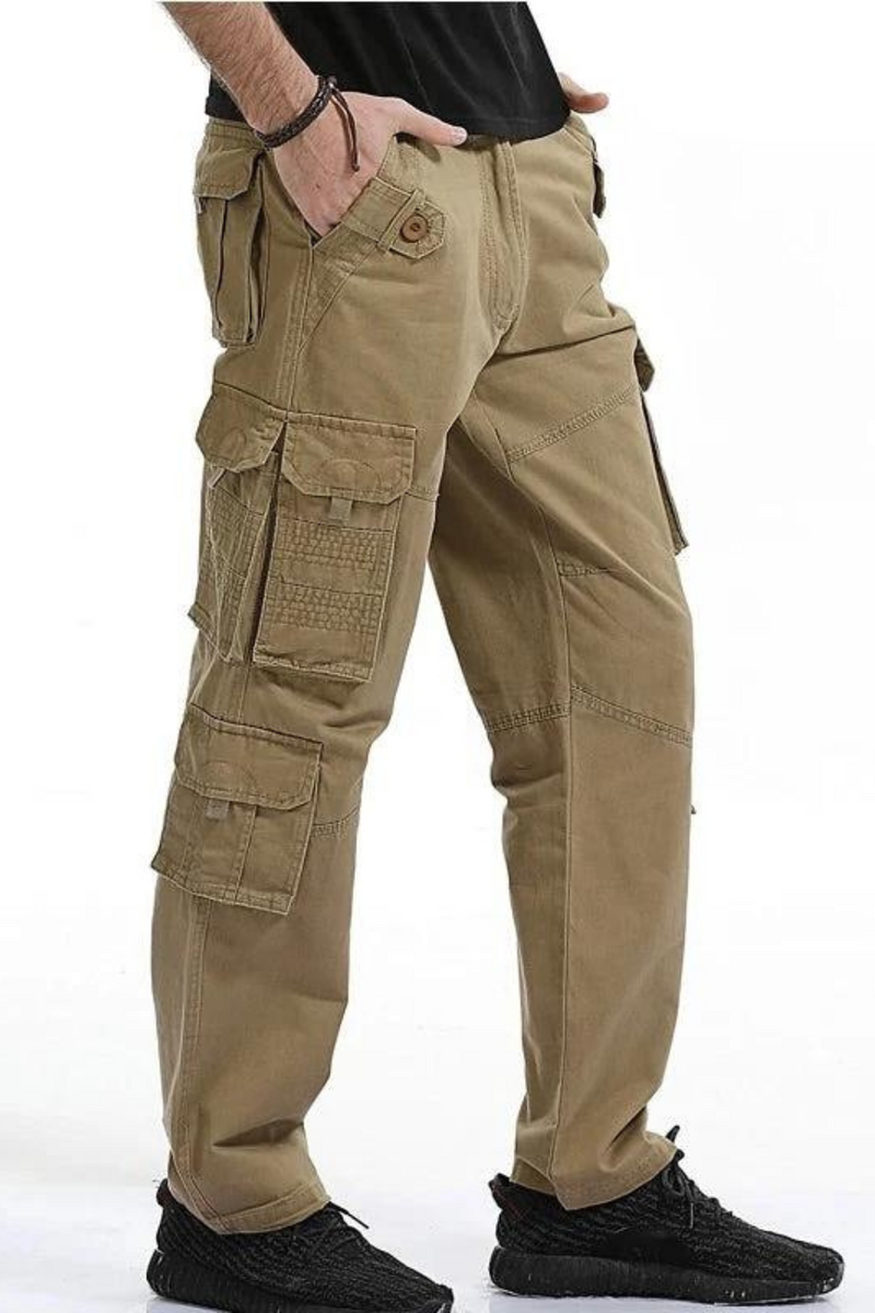 Men Cargo Pants Loose Fit Multi Pocket Cotton Causal Cargo Pants Full Length