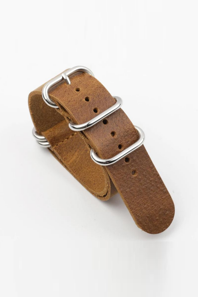 Genuine Leather Long Watchband Leather Strap Watch Strap Brown Wristband