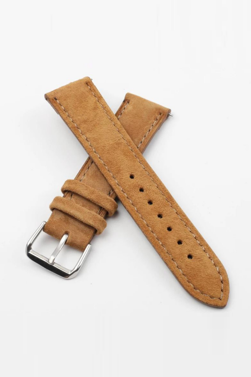 Leather Watchband Vintage Watch Strap Tan Brown Blue Soft Wristband Belt