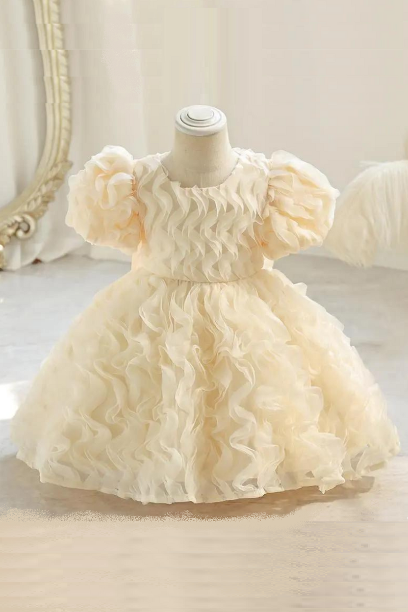 Princess Gown Bow Mesh Design Infant Birthday Baptism Easter Party Girls Dresses