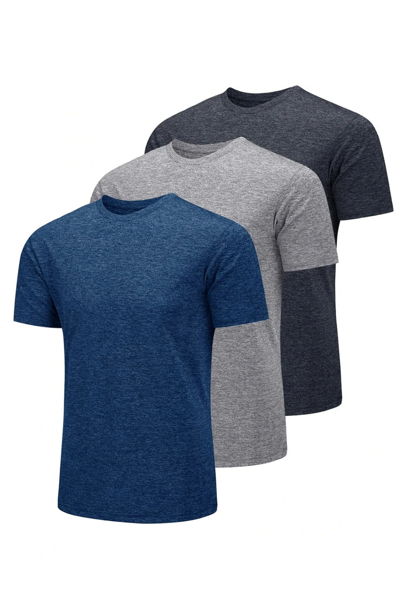 Summer T-shirts Mens Crew Neck Short Sleeve Shirts 3 Pieces Moisture Wicking Quick Dry Casual Tees