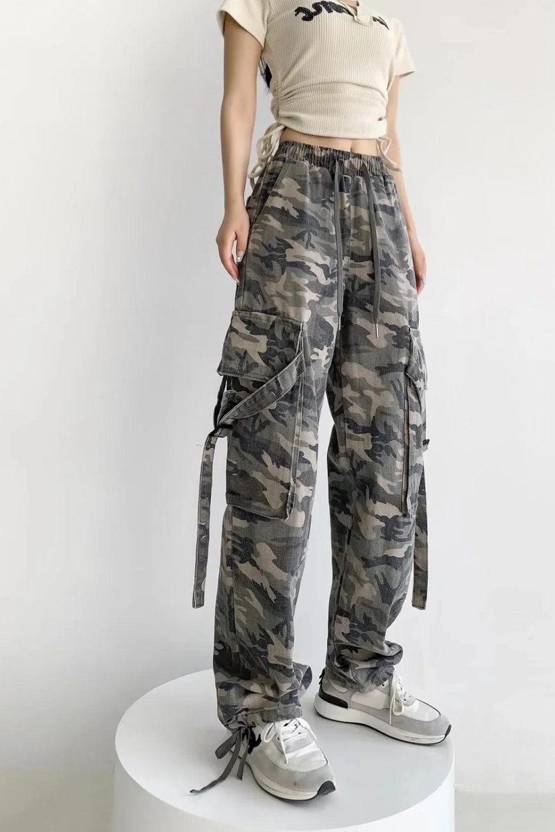 Camouflage Cargo Pants Women Pants Camouflage Trousers Baggy Pants Woman Wide Leg Pant