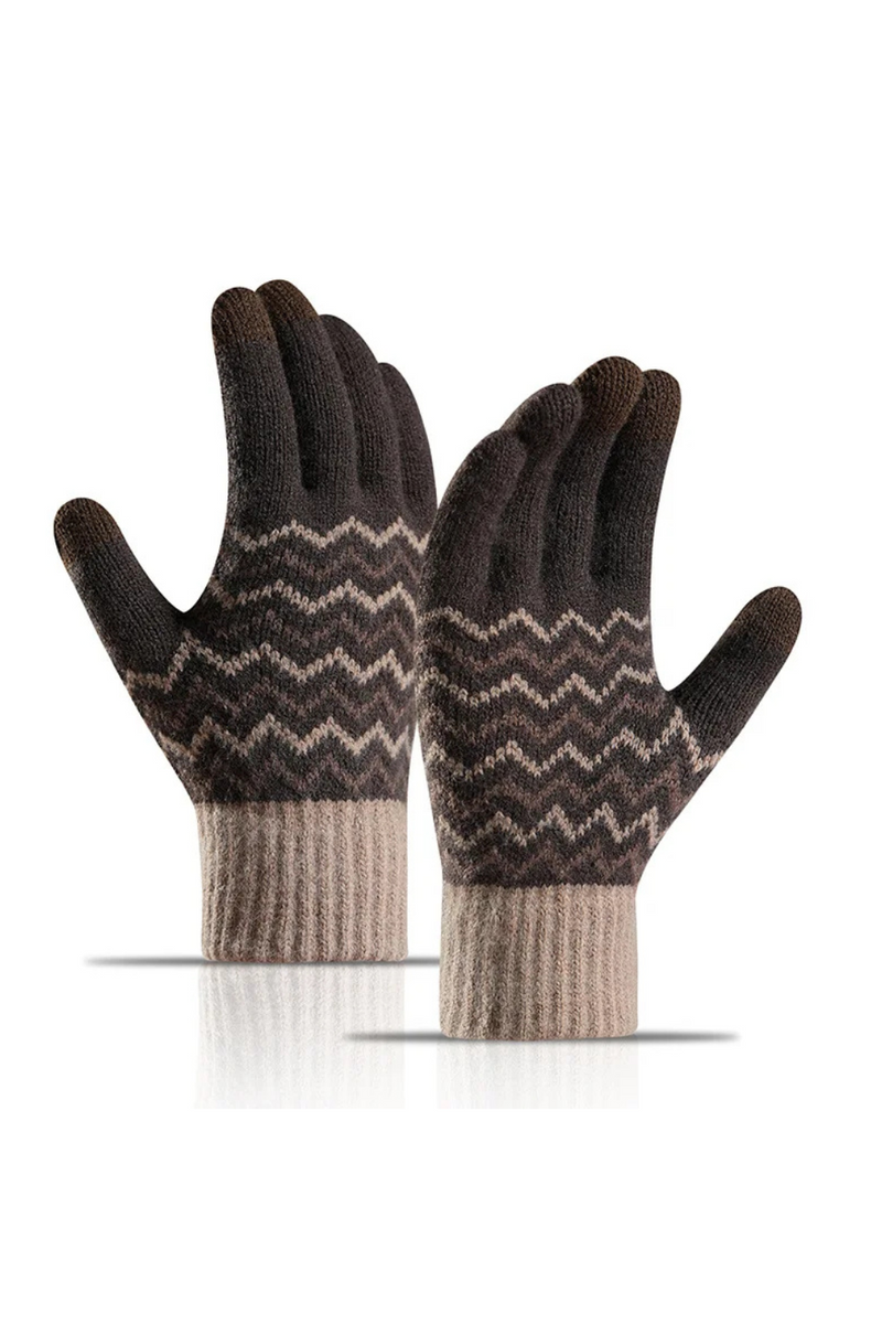 Winter Men's Imitation Wool Full Finger Cold-proof Warm Gloves Split Finger Touch Screen Knitted Gloves